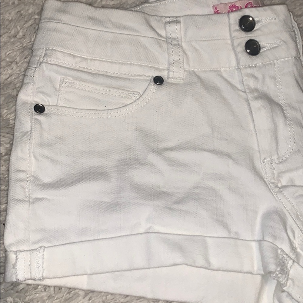 White jean shorts